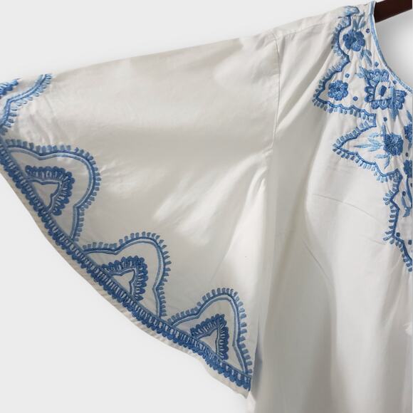 eShakti Wayward Fancies Floral Embroidered Fan Flare Sleeve Tunic Peasant L-14 - Picture 4 of 13